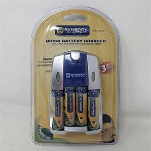 Synergy Digital Quick NI-MH Battery Charger 4 AA Rechargeable Batteries SB-257